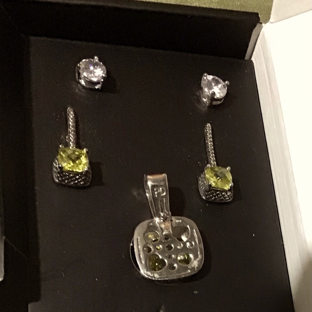 Earrings and charm.yellow and sliver .